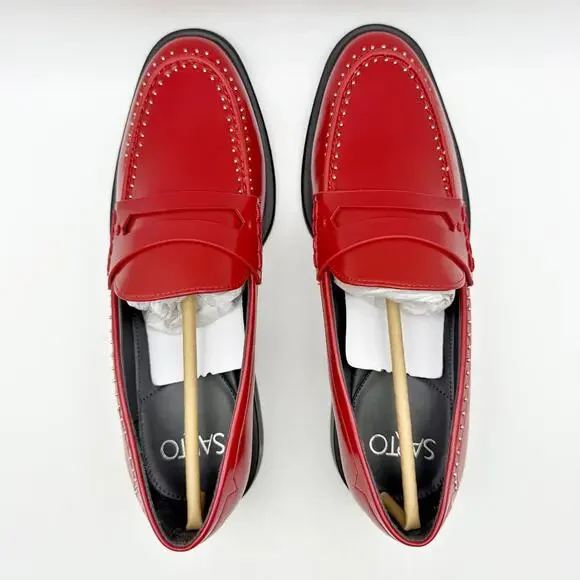 Franco Sarto Womens Eden Studded Loafers US 6.5 M EU 36.5 Red Slip On NIB - Picture 10 of 12